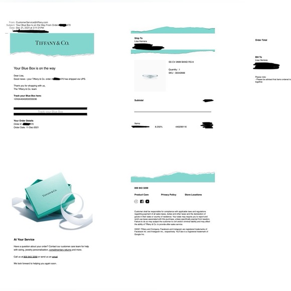 Tiffany & Co. Sterling Silver Curved Band Ring, 2mm Size 8 - Picture 6 of 6